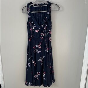 Ann Taylor Floral Navy Dress